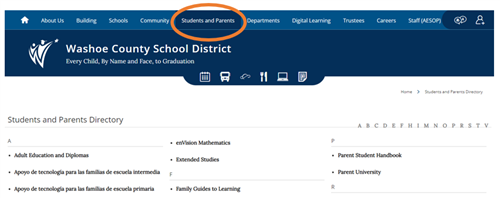 Students and Parents Tab